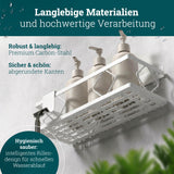 husman Duschablage-Set ohne Bohren | 10-teilig mit Ablaufrillen | Kleben statt Bohren | Duschkorb Wandregal Duschregal Badregal Deko Badezimmer Organizer Regal für Bad & Küche