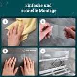 husman Duschablage-Set ohne Bohren | 10-teilig mit Ablaufrillen | Kleben statt Bohren | Duschkorb Wandregal Duschregal Badregal Deko Badezimmer Organizer Regal für Bad & Küche