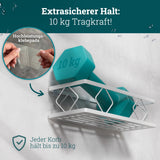 husman Duschablage-Set ohne Bohren | 10-teilig mit Ablaufrillen | Kleben statt Bohren | Duschkorb Wandregal Duschregal Badregal Deko Badezimmer Organizer Regal für Bad & Küche
