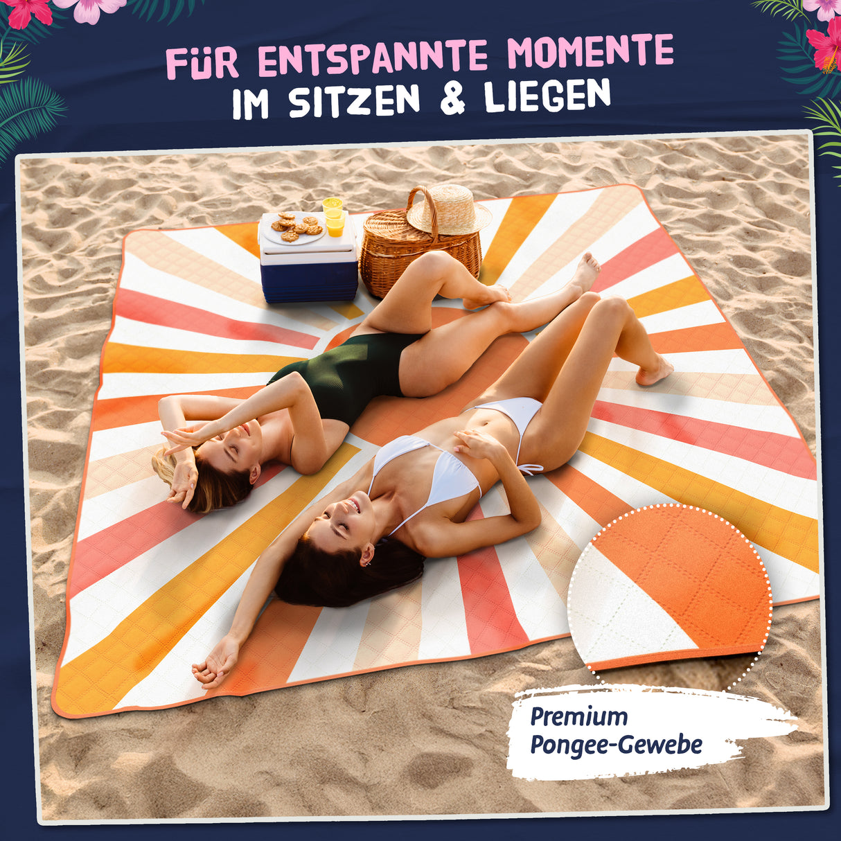 Bobby Beach Picknickdecke wasserabweisend | Stranddecke sandfrei Strandmatte gepolstert | Strandtuch XXL Camping Zubehör Picknickdecke 200x200