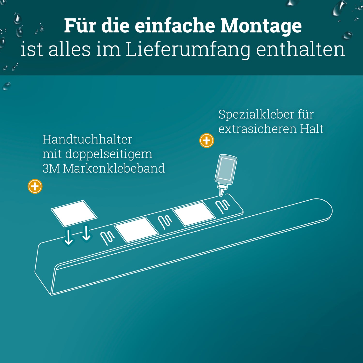 husman Handtuchhalter ohne Bohren | Edelstahl 37 cm | Handtuchstange zum Kleben für Bad & Küche | Handtuch Halterung Geschirrtuchhalter Spültuchhalter | Badezimmermöbel Badezimmer Deko